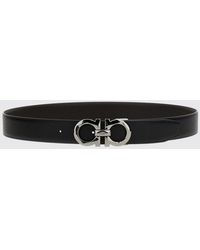 Ferragamo - Gancini Grained Calfskin Leather Belt - Lyst