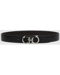 Ferragamo - Gancini Grained Calfskin Leather Belt - Lyst