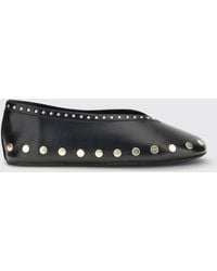 Ganni - Jenny Studded Polyurethane Blend Ballerina - Lyst