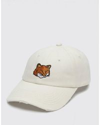 Maison Kitsuné - Maison Kitsun&Eacute Fox Head Twill Cotton Hat With Embroidered Logo - Lyst