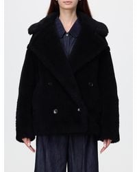 Max Mara - Short Double-Breasted Faux-Fur Effect Coat - Lyst