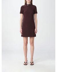 Courreges - Courr&Egrave	Ges A-Line Crêpe Mini Dress With High Neck And Short Sleeves - Lyst