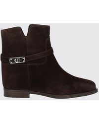 Via Roma 15 - Suede Texan Ankle Boots With Wedge Heel - Lyst