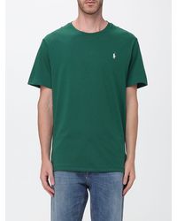 Polo Ralph Lauren - Slim Fit Cotton T-Shirt With Embroidered Logo And Crew Neck - Lyst