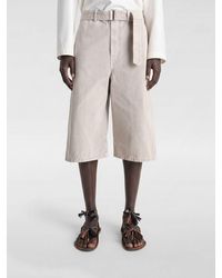 Lemaire - High-Waisted Knee-Length Cotton Denim Shorts With Adjustable Belt - Lyst
