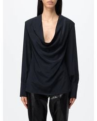 FEDERICA TOSI - Draped-Neckline Long-Sleeved Silk Top - Lyst