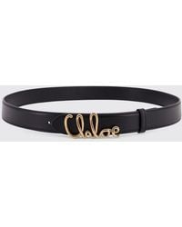 Chloé - Chlo&Eacute Iconic Smooth Calfskin Leather Belt With Metal Logo Buckle - Lyst