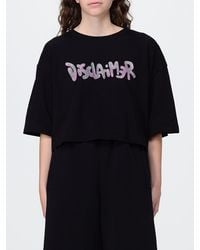 DISCLAIMER - Cropped Cotton T-Shirt With Printed Logo And Crew Neck - Lyst