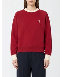 Ami Paris - Cotton Crewneck Jumper With Dropped Shoulders And Embroidered Logo - Lyst