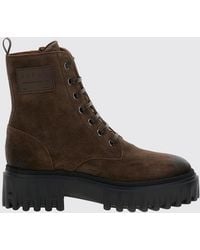 Hogan - H700 Schnür-Combat-Boots Aus Velours-Kalbsleder Mit Profilierter Sohle - Lyst