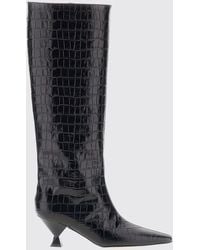 MARIA LUCA - Noa Knee-High Calfskin Boots With Croc-Effect - Lyst