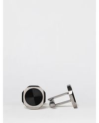 D1 Milano - Two-Tone Steel Cufflinks With Rounded Shape And Engraved Logo - Lyst