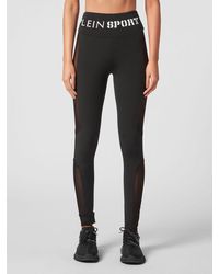 Philipp Plein - High-Waisted Skinny Fit Technical Fabric Leggings With Logo Bands - Lyst