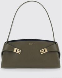 Ferragamo - Hug Smooth Calfskin Leather Shoulder Bag With Laminated Logo - Lyst