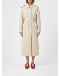 Maison Kitsuné - Maison Kitsun&Eacute Long Cotton Denim Trench Coat With Waist Belt - Lyst