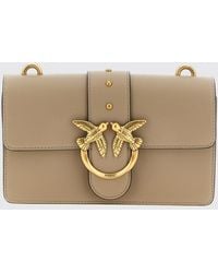 Pinko - Love Bag One Studded Leather Mini Crossbody Bag With Logo - Lyst