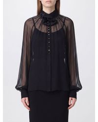 Dolce & Gabbana - Dolce &Amp Gabbana Silk Shirt With Balloon Sleeves And High Neck - Lyst