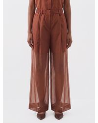 Brunello Cucinelli - Wide-Leg Cotton Trousers - Lyst