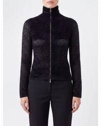 Giorgio Armani - Viscose Blend Zip-Up Slim Fit Turtleneck Cardigan - Lyst