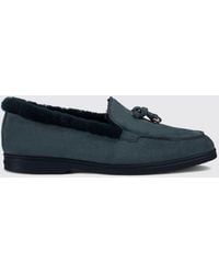 Doucal's - Suede Loafers With Shearling Lining - Lyst