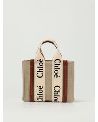 Chloé - Chlo&Eacute Woody Small Leinen-Canvas-Tasche - Lyst