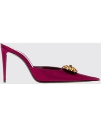 Saint Laurent - Thierry Rhinestone-Embellished Satin Mules With Stiletto Heel - Lyst