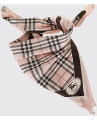 Burberry - Vintage Check And Ekd Logo Print Silk Square Scarf - Lyst