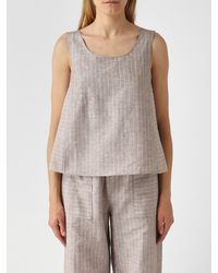 Max Mara - Pinstriped Linen And Cotton Top - Lyst