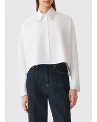 Fabiana Filippi - Long-Sleeved Cotton Shirt With A Jewelled Collar And Rhinestones - Lyst