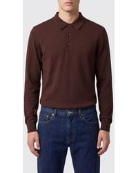 Aspesi - Long-Sleeve Wool Polo Jumper With Ribbed Collar - Lyst