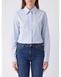 Burberry - Slim Fit Cotton Shirt With French Collar And Curved Hem - Lyst