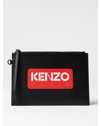 KENZO - Pouch in pelle con logo stampato - Lyst