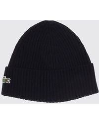 Lacoste - Pure Wool Beanie With Cuffed Hem And Embroidered Crocodile Logo - Lyst