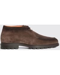 Santoni - Suede Chukka Boots With Lace-Up Closure And Lug Sole - Lyst