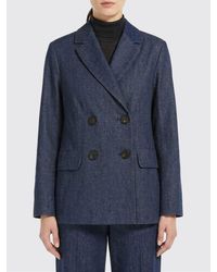 Max Mara - Double-Breasted Stretch Denim Blazer - Lyst