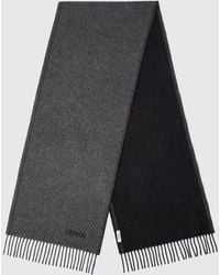 Fendi - Pure Cashmere Scarf With Embroidered Logo And Fringed Edges - Lyst