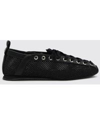 Ganni - Sporty Lace-Up Recycled Mesh Ballet Flats With Elasticized Ankle - Lyst
