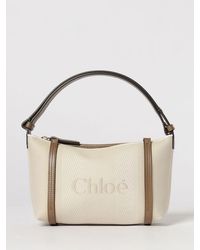 Chloé - Chlo&Eacute Carry Cotton Bag With Jacquard Logo - Lyst