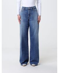 7 For All Mankind - Wide Leg Cotton Denim Jeans - Lyst