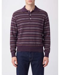 DUNST - Long-Sleeved Striped Knit Polo - Lyst