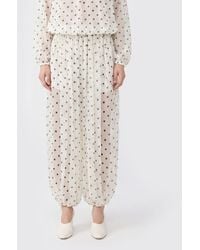 MSGM - Polka Dot Crêpe Wide Leg Trousers With Elasticated Waist - Lyst