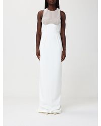 Elisabetta Franchi - Long Crepe Dress With Beads - Lyst