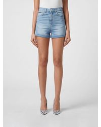Philipp Plein - Shorts Vaqueros De Tiro Alto Y Corte Slim Con Cinco Bolsillos - Lyst
