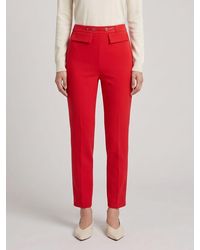 Elisabetta Franchi - High-Waisted Skinny Crêpe Trousers With Flap Pockets - Lyst