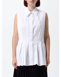 Sportmax - Sleeveless Pleated Cotton Shirt - Lyst