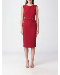 Pinko - Sleeveless Crêpe Sheath Midi Dress With A Waist Belt - Lyst