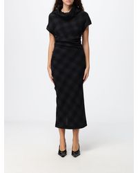 Tela - Check Wool-Blend Knit Midi Sheath Dress With A U-Neck - Lyst