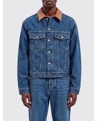 Bottega Veneta - Denim Jacket With Woven Leather Collar - Lyst