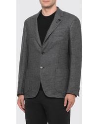 Lardini - Single-Breasted Wool Blazer With Two-Button Closure And Patch Pockets - Lyst