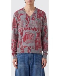 Vivienne Westwood - Abstract Cotton And Cashmere Blend V-Neck Jumper - Lyst